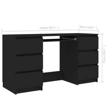 vidaXL Γραφείο Μαύρο 140x50x77cm από Επεξ. Ξύλο 1 τεμ.