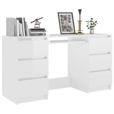 vidaXL Γραφείο Γυαλιστερό Λευκό 140x50x77cm από Επεξ. Ξύλο 1 τεμ.