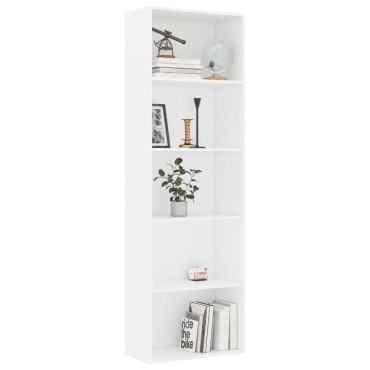 vidaXL Βιβλιοθήκη με 5 Ράφια Λευκή 60x30x189cm από Επεξ. Ξύλο 1 τεμ.