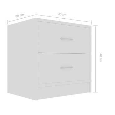 vidaXL Κομοδίνο Λευκό 40x30x40cm από Επεξ. Ξύλο 1 τεμ.