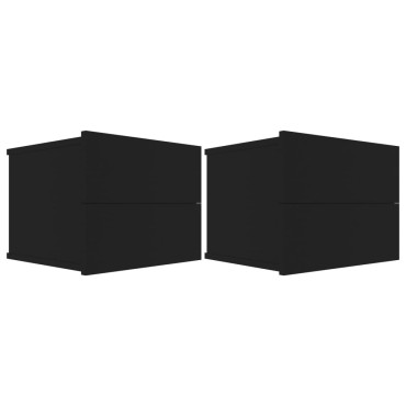 vidaXL Κομοδίνα 2 τεμ. Μαύρα 40x30x30cm από Επεξ. Ξύλο