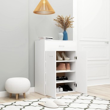vidaXL Παπουτσοθήκη Λευκή 60x35x84cm από Επεξ. Ξύλο