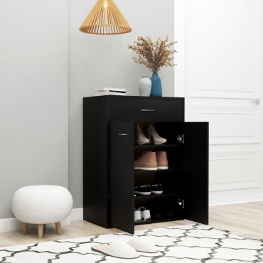 vidaXL Παπουτσοθήκη Μαύρη 60x35x84cm από Επεξ. Ξύλο