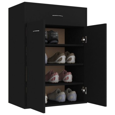 vidaXL Παπουτσοθήκη Μαύρη 60x35x84cm από Επεξ. Ξύλο