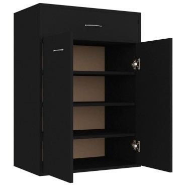 vidaXL Παπουτσοθήκη Μαύρη 60x35x84cm από Επεξ. Ξύλο