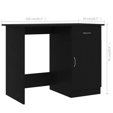 vidaXL Γραφείο Μαύρο 100x50x76cm από Επεξ. Ξύλο 1 τεμ.