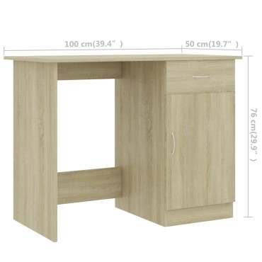 vidaXL Γραφείο Χρώμα Sonoma Δρυς 100x50x76cm από Επεξ. Ξύλο 1 τεμ.