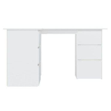 vidaXL Γραφείο Γωνιακό Λευκό 145x100x76cm από Επεξ. Ξύλο 1 τεμ.