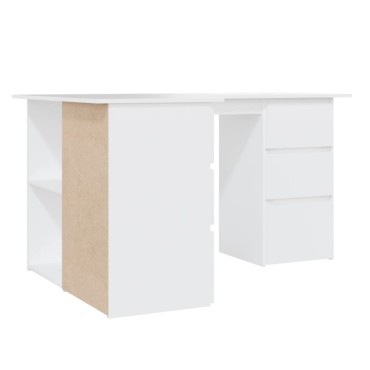 vidaXL Γραφείο Γωνιακό Λευκό 145x100x76cm από Επεξ. Ξύλο 1 τεμ.