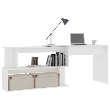 vidaXL Γραφείο Γωνιακό Λευκό 200x50x76cm από Επεξ. Ξύλο 1 τεμ.