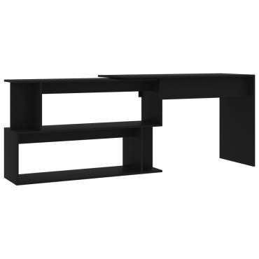 vidaXL Γραφείο Γωνιακό Μαύρο 200x50x76cm από Επεξ. Ξύλο 1 τεμ.
