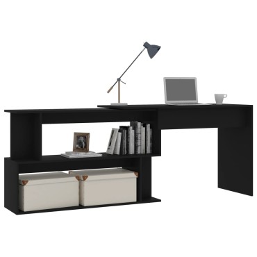 vidaXL Γραφείο Γωνιακό Μαύρο 200x50x76cm από Επεξ. Ξύλο 1 τεμ.