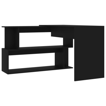 vidaXL Γραφείο Γωνιακό Μαύρο 200x50x76cm από Επεξ. Ξύλο 1 τεμ.