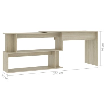 vidaXL Γραφείο Γωνιακό Sonoma Δρυς 200x50x76cm από Επεξ. Ξύλο 1 τεμ.