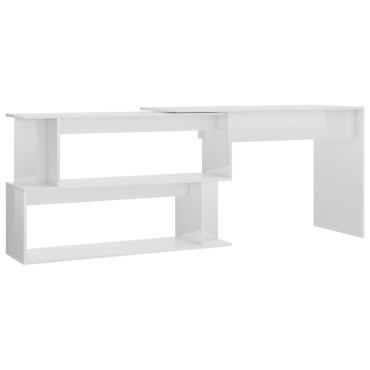 vidaXL Γραφείο Γωνιακό Γυαλιστερό Λευκό 200x50x76cm από Επεξ. Ξύλο 1 τεμ.
