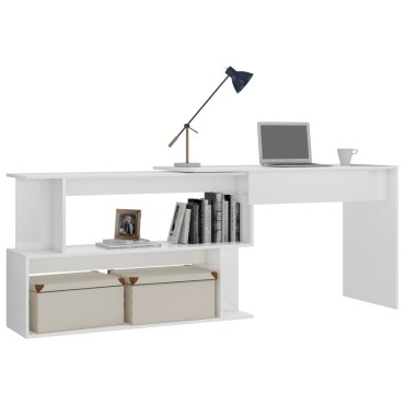 vidaXL Γραφείο Γωνιακό Γυαλιστερό Λευκό 200x50x76cm από Επεξ. Ξύλο 1 τεμ.