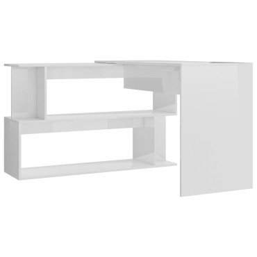 vidaXL Γραφείο Γωνιακό Γυαλιστερό Λευκό 200x50x76cm από Επεξ. Ξύλο 1 τεμ.