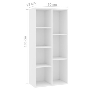 vidaXL Βιβλιοθήκη Λευκή 50x25x106cm από Επεξ. Ξύλο 1 τεμ.