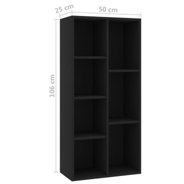 vidaXL Βιβλιοθήκη Μαύρη 50x25x106cm από Επεξ. Ξύλο 1 τεμ.
