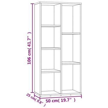 vidaXL Βιβλιοθήκη Χρώμα Sonoma Δρυς 50x25x106cm από Επεξ. Ξύλο 1 τεμ.