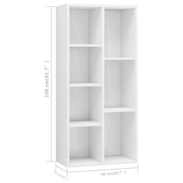 vidaXL Βιβλιοθήκη Γυαλιστερό Λευκό 50x25x106cm από Επεξ. Ξύλο 1 τεμ.