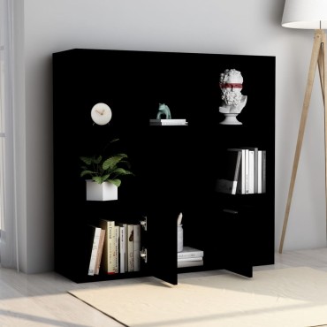 vidaXL Βιβλιοθήκη Μαύρη 98x30x98cm από Επεξ. Ξύλο 1 τεμ.