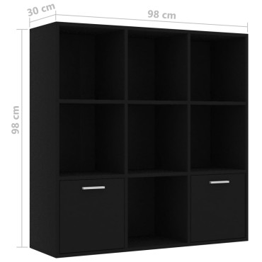vidaXL Βιβλιοθήκη Μαύρη 98x30x98cm από Επεξ. Ξύλο 1 τεμ.