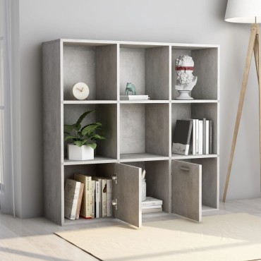 vidaXL Βιβλιοθήκη Γκρι Σκυροδέματος 98x30x98cm από Επεξ. Ξύλο 1 τεμ.