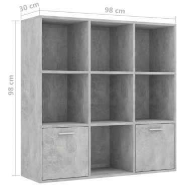 vidaXL Βιβλιοθήκη Γκρι Σκυροδέματος 98x30x98cm από Επεξ. Ξύλο 1 τεμ.