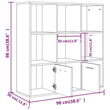vidaXL Βιβλιοθήκη Γκρι Σκυροδέματος 98x30x98cm από Επεξ. Ξύλο 1 τεμ.