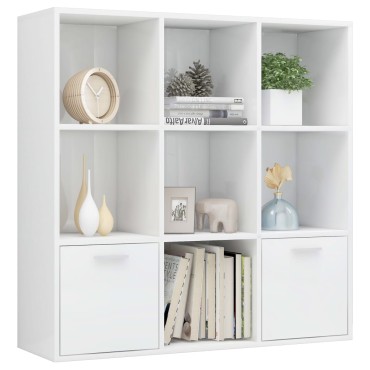 vidaXL Βιβλιοθήκη Γυαλιστερό Λευκό 98x30x98cm από Επεξ. Ξύλο 1 τεμ.