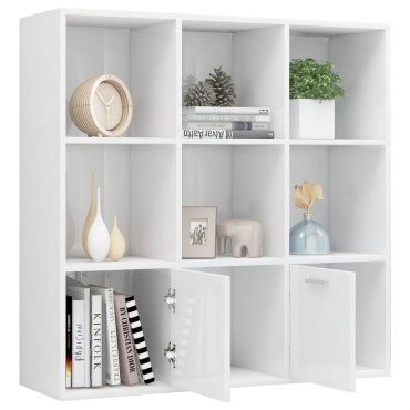 vidaXL Βιβλιοθήκη Γυαλιστερό Λευκό 98x30x98cm από Επεξ. Ξύλο 1 τεμ.
