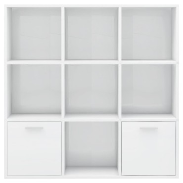 vidaXL Βιβλιοθήκη Γυαλιστερό Λευκό 98x30x98cm από Επεξ. Ξύλο 1 τεμ.