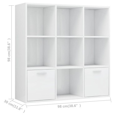 vidaXL Βιβλιοθήκη Γυαλιστερό Λευκό 98x30x98cm από Επεξ. Ξύλο 1 τεμ.
