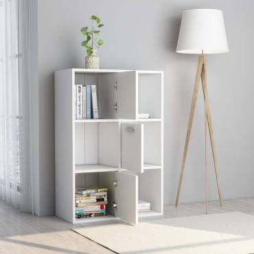 vidaXL Ραφιέρα με Ντουλάπια Λευκή 60x29,5x90cm από Επεξ. Ξύλο 1 τεμ.