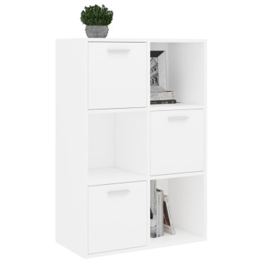 vidaXL Ραφιέρα με Ντουλάπια Λευκή 60x29,5x90cm από Επεξ. Ξύλο 1 τεμ.