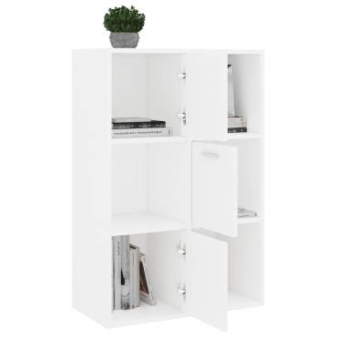 vidaXL Ραφιέρα με Ντουλάπια Λευκή 60x29,5x90cm από Επεξ. Ξύλο 1 τεμ.