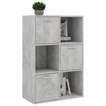 vidaXL Ραφιέρα με Ντουλάπια Γκρι Σκυροδέμ. 60x29,5x90cm Επεξ. Ξύλο 1 τεμ.