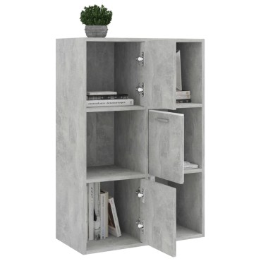 vidaXL Ραφιέρα με Ντουλάπια Γκρι Σκυροδέμ. 60x29,5x90cm Επεξ. Ξύλο 1 τεμ.