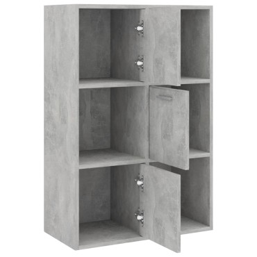 vidaXL Ραφιέρα με Ντουλάπια Γκρι Σκυροδέμ. 60x29,5x90cm Επεξ. Ξύλο 1 τεμ.
