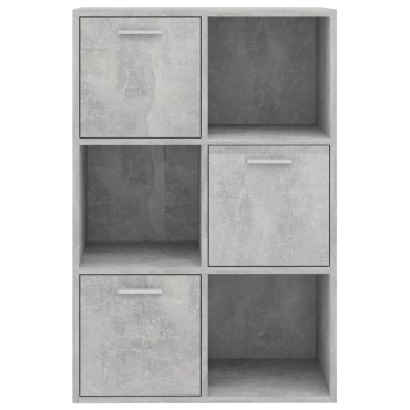 vidaXL Ραφιέρα με Ντουλάπια Γκρι Σκυροδέμ. 60x29,5x90cm Επεξ. Ξύλο 1 τεμ.