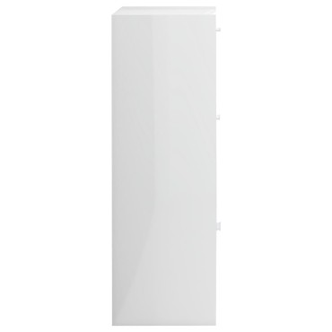 vidaXL Ραφιέρα με Ντουλάπια Γυαλιστ. Λευκό 60x29,5x90cm Επεξ. Ξύλο 1 τεμ.