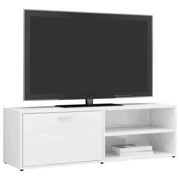 vidaXL Έπιπλο Τηλεόρασης Γυαλιστερό Λευκό 120x34x37cm Επεξ. Ξύλο