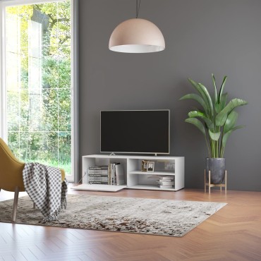 vidaXL Έπιπλο Τηλεόρασης Γυαλιστερό Λευκό 120x34x37cm Επεξ. Ξύλο