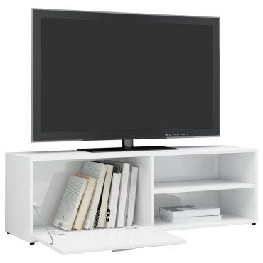vidaXL Έπιπλο Τηλεόρασης Γυαλιστερό Λευκό 120x34x37cm Επεξ. Ξύλο