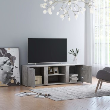 vidaXL Έπιπλο Τηλεόρασης Γκρι Σκυροδέματος 120x34x37cm Επεξ. Ξύλο