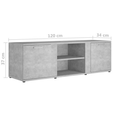 vidaXL Έπιπλο Τηλεόρασης Γκρι Σκυροδέματος 120x34x37cm Επεξ. Ξύλο