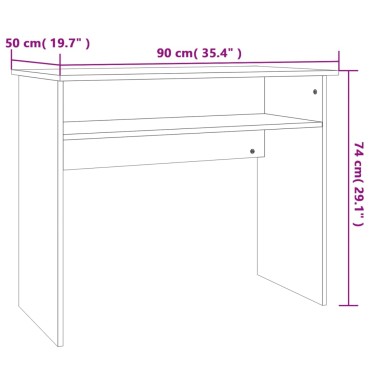 vidaXL Γραφείο Γκρι του Σκυροδέματος 90x50x74cm από Επεξ. Ξύλο 1 τεμ.