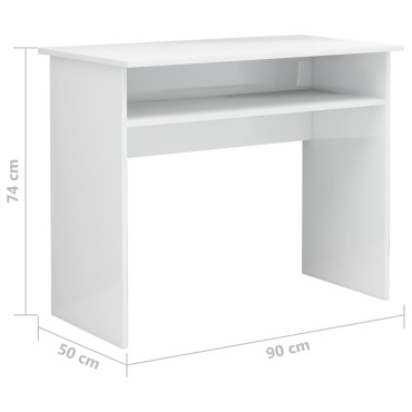 vidaXL Γραφείο Γυαλιστερό Λευκό 90x50x74cm από Επεξ. Ξύλο 1 τεμ.
