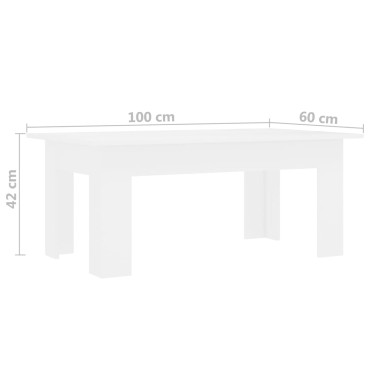 vidaXL Τραπεζάκι Σαλονιού Λευκό 100x60x42cm από Επεξ. Ξύλο 1 τεμ.